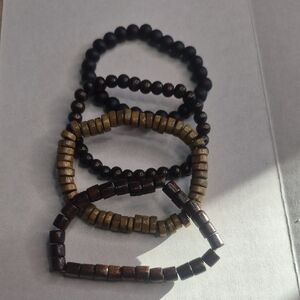 Set of Wooden Beaded Bracelets
